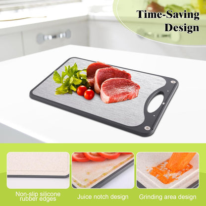 Titanium Cutting Board - Double-Sided Food Grade Board | Large 15”x10” Easy-Clean Dark Gray