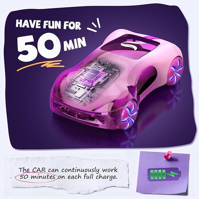 Gesture Sensing Remote Control Car Drift RC Stunt Car with Light Spray &amp Sound 2.4GHz Hobby RC Cars Toy for Kids 360° Rotate Birthday Gifts for Boys Girls 6-12（Pink）