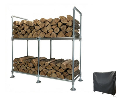 YVZMG 6ft Heavy Duty Firewood Rack with Double Layer Design,Equipped with Firewood Rack Cover,Load-bearing Capacity 3500 lbs. Suitable for outdoor and indoor firewood storage