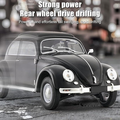 Remote Control Car 1:16 Scale Classic Beetle Model Toys Car for Adults 2.4GHz 4CH RC Car Rear Wheel Drive with LED Ligjhts and 2 Rechargeable Batteries