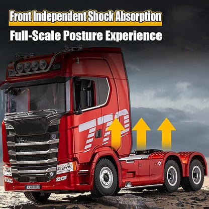 19Channels 770S Hobby RC Tractor Truck Toys 1/18 Scale Light Sound Effects Remote Control Lorry Car Vehicle Trailer for 14y+ Beginners Adults + (6-Wheels)