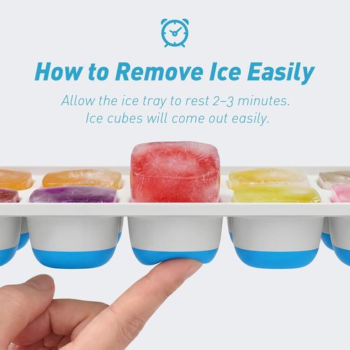 ChefAide Ice Cube Tray - Durable Stackable Design with Removable Lids | 4 Packs, 56 Cubes for Easy Ice Release