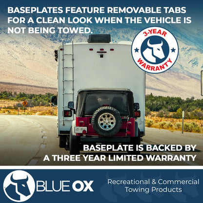 Blue Ox BX1126 Base Plate 2007-2018 Wrangler/Wrangler Unlimited JK, All Models with Standard Bumper (No JL) | Straightforward Installation | Seamless Look