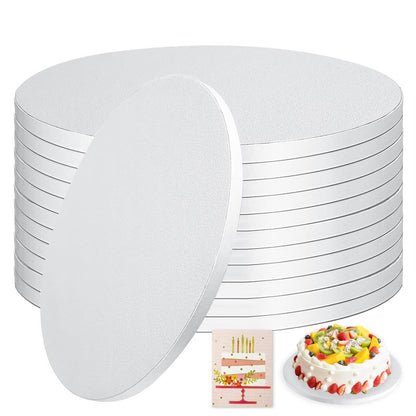 Hokimder 12 PCS Cake Boards 10 Inch Round, 1/2 Inch Thick Sturdy Cardboard Cake Drums, Food Grade White Cake Drum for Wedding, Birthday, Baking, Decorating, Corrugated Cardboard Base Base para Pastel