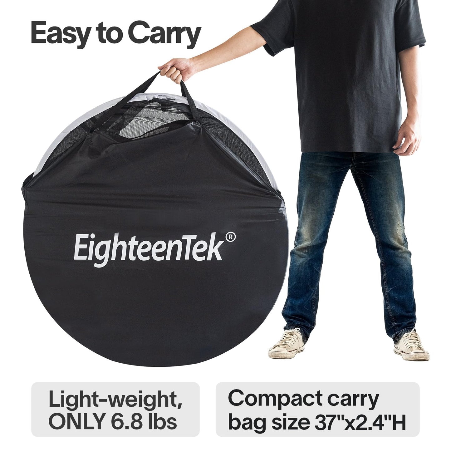 EighteenTek® Shower Tent Changing Room 2 Rooms Outdoor Pop Up Camping Portable Privacy Dressing Shelter 83"x43"x80"H