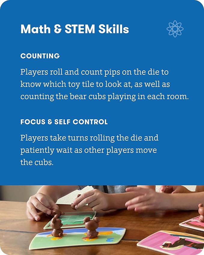 SimplyFun Uncle Beary’s Bedtime - an Engaging and Educational Toddler Game - Learn to Develop Counting Skills Focus and Self Control - 2 to 4 Players for Kids Ages 3 &amp Up