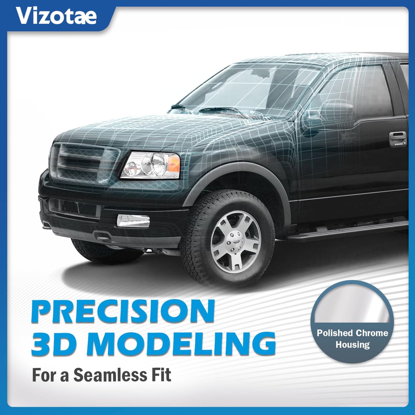 Vizotae Headlights for 2004-2008 Ford F150, for 2006-2008 Lincoln Mark LT Halogen Headlamp Replacement, High/Low Beam W/Bulbs, Driver & Passenger Side