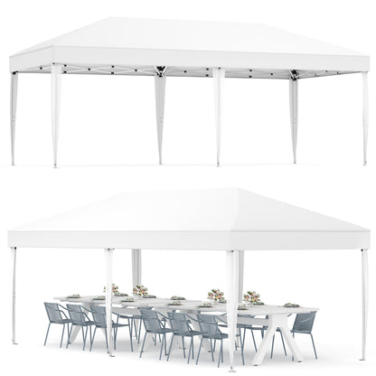 Outdoor Canopy Tent, 10x20 Pop Up Canopy with Carry Bag, 3 Adjustable Heights, Easy Set Up Tent, Heavy Duty Portable Shelter for Parties, Beach, Outdoor, White