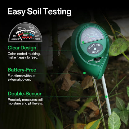 VIVOSUN Digital pH Meter - 3-in-1 TDS, EC & Temperature Tester for Home & Garden | Soil Moisture & Light