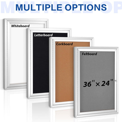 SWANCROWN Enclosed Cork Bulletin Board, Outdoor Bulletin Board Weatherproof with Acrylic Door and Keys, Wall-Mounted Notice Case, 28x20 Inches