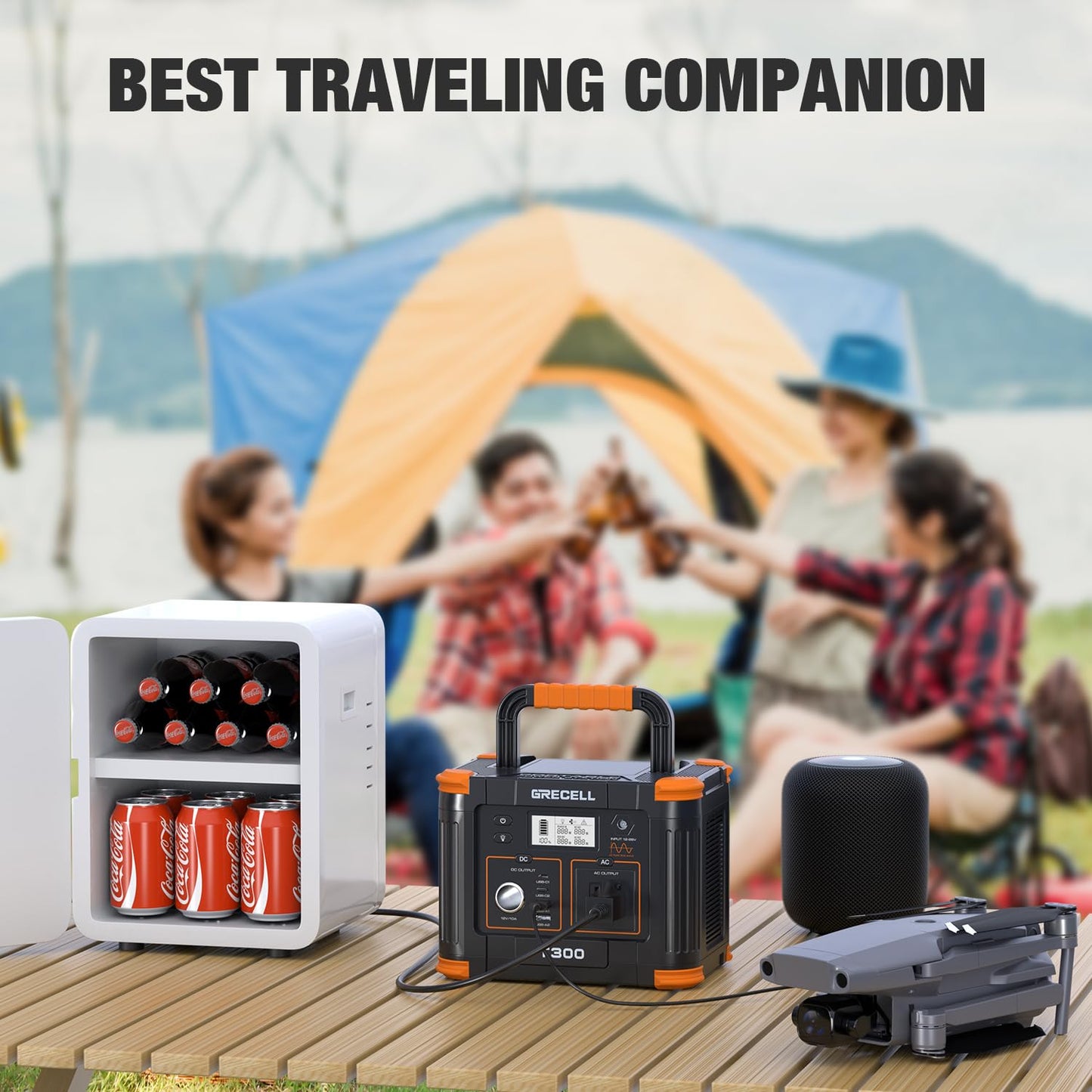 GRECELL Portable Power Station 300W 230.88Wh, Solar Generator with 60W USB-C PD Charging & 110V AC Outlet Backup Battery for Camping Trips Travel & Home Blackouts