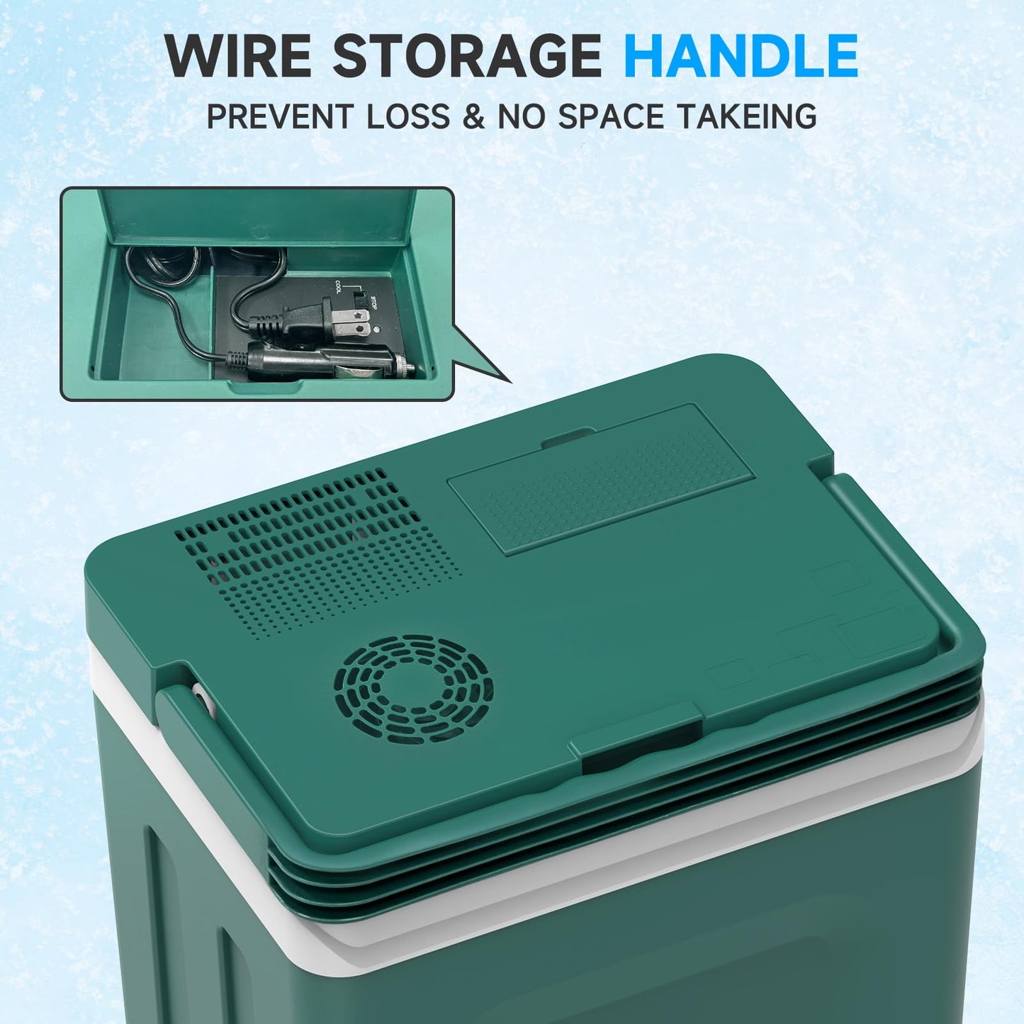 SHAREWIN Electric Cooler & Warmer with Handle 26.5 Quart/25L Portable Thermoelectric Fridge for Vehicles & Trucks with 110V AC & 12V DC, 12V Car Cooler for Camping, Travel Army Green