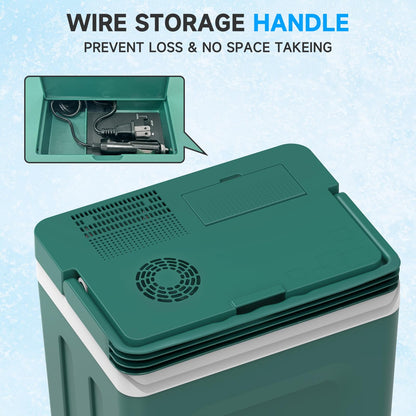 SHAREWIN Electric Cooler & Warmer with Handle 26.5 Quart/25L Portable Thermoelectric Fridge for Vehicles & Trucks with 110V AC & 12V DC, 12V Car Cooler for Camping, Travel Army Green