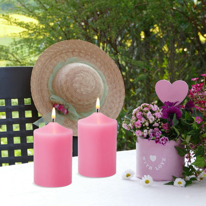 12 Pack 2x3 Inch Pink Pillar Candles, Unscented Column Candles for Home Restaurants Spa Church Weddings, Smokeless Dripless and Clean Burning Emergency Candle