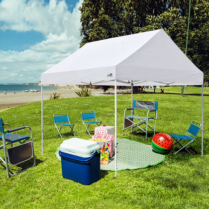 Eurmax USA Patented 10x10 Pop Up Canopy Tent Party Tent Commercial Instant Canopies Shelter with Heavy Duty Roller Bag,Bonus 4 Sand Bags (Snow White)