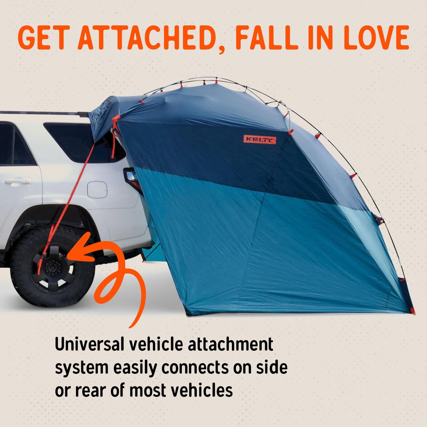 Kelty Backroads Shelter Universal Mounted Car Camping Shelter with Zippered Entry, Sturdy Frame, Protection from Elements, UV, Stuff Duffel Included