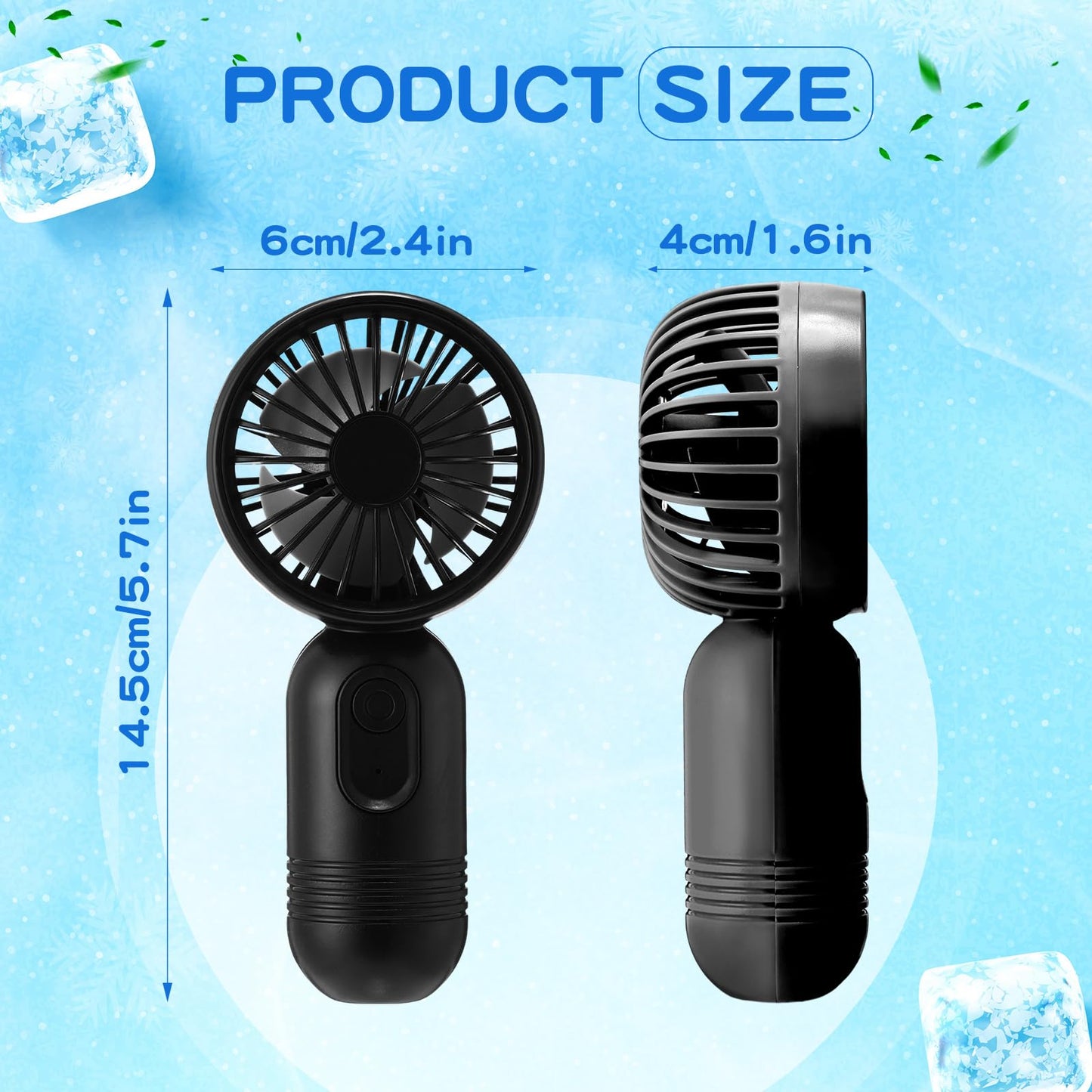 Rossesay 36 Pcs Mini Portable Fan Bulk Cute Handheld Lightweight Small Little Personal Hand Eyelash Fan 3 Speeds USB Rechargeable for Women Men Indoor Outdoor Makeup Travel (Black)
