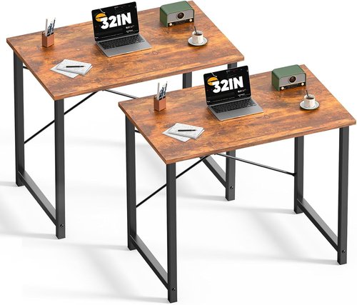DUMOS 32-Inch Small Computer Desk - Modern Home Office Writing Table with X-Shaped Reinforcement | Rust Finish