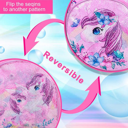 KLFVB Toddler Backpack for Girls, Cute Unicorn Bookbag for Little Kids, 12” Sequin Kindergarten Preschool Schoolbag