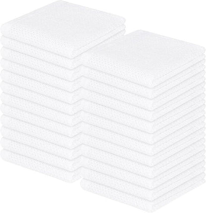 Homaxy 100% Cotton Dish Cloths - Ultra Soft, Absorbent & Quick Drying | 12 x 12 Inches, 24-Pack, White