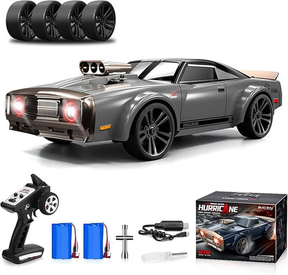1/16 Fast RC Cars for Adults RC Drift Car 38KM/H High-Speed 4WD Full Proportional Control 6 LED Light Modes 2 Rechargeable Batteries RTR Drifting for Adults Gift for Boys Kids and Girls