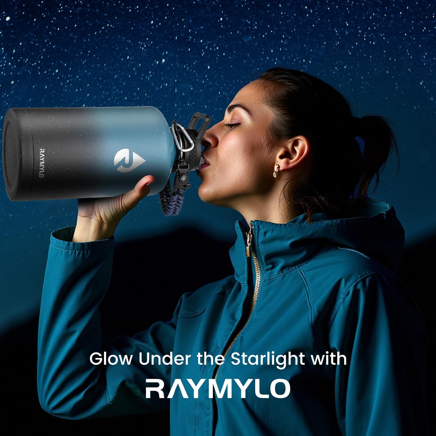 RAYMYLO One Gallon Water Bottle Insulated (Indigo/Black) + 128oz Insulated Water Bottle (Midnight Blue Speckle)