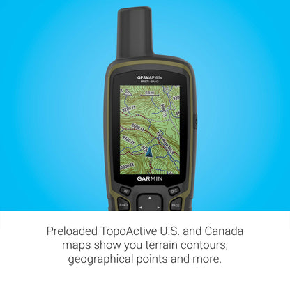 Garmin GPSMAP 65s, Button-Operated Handheld with Altimeter and Compass, Expanded Satellite Support and Multi-Band Technology, 2.6" Color Display