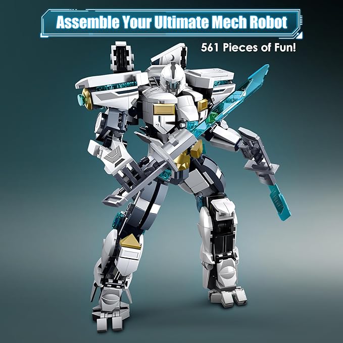 Mech Robot Building Sets Easter 561 PCS Transforming Mecha Robot Model Kit Creative Building Display Gift Christmas Birthday Ages 14+