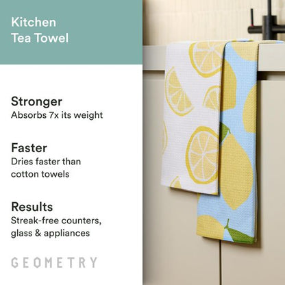 GEOMETRY Spring Kitchen Towels - Quick Dry Microfiber Cloth Spring & Summer Dish Towels for Kitchen Drying - Premium Quick Dry Towel - Lemonade Lines, 18" x 30" - 2-Pack