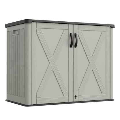 Greesum Outdoor Storage Cabinet, 25 Cu.Ft Deck Box Without Shelves, Waterproof Plastic Storage Bin for Patio Cushions, Gardening Tools, Lockable and Sidehandles, UV Resistant, Beige