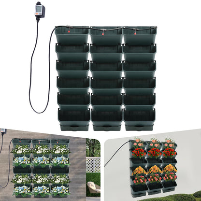 CNCEST Self-Watering Wall-Mounted Planter Indoor/Outdoor Decor,Garden Upgraded (18 Pockets) Wall Planter Indoor Vertical Living Green Wall with 18 Pots Easy Installation (Green)