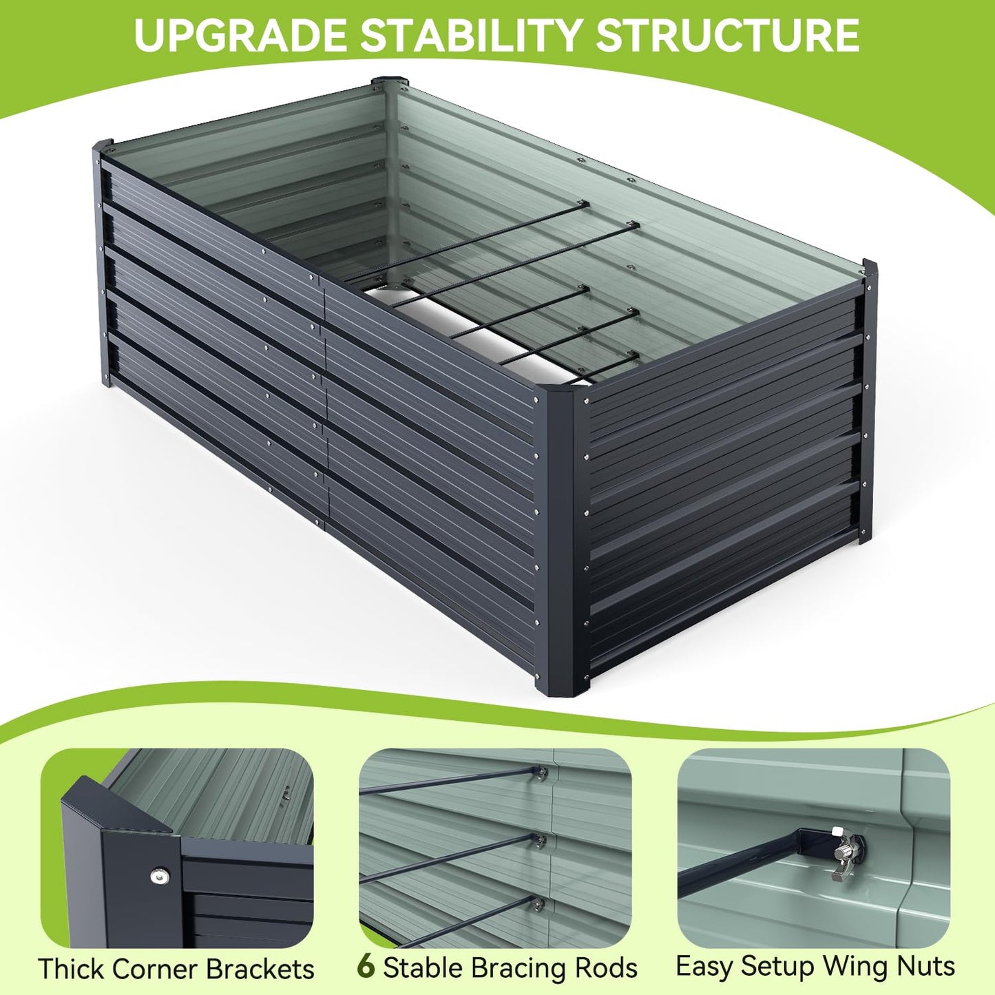 Ohuhu Greenhouse + Garden Bed 6x3x1.9ft