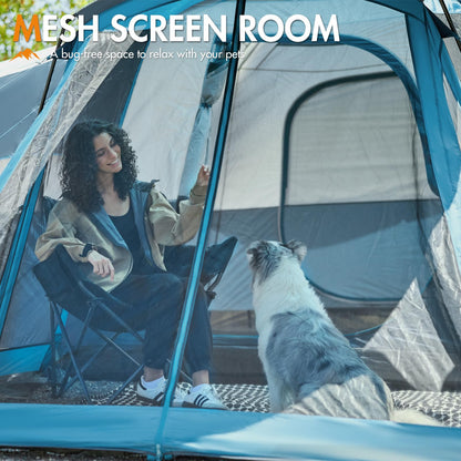 PORTAL 10 Person Tent for Camping, Large Family Camping Tents with 3 Room & Screen Room, PFAS-Free Waterproof Tunnel Tents with Rainfly, Large Tent for Outdoor Camping