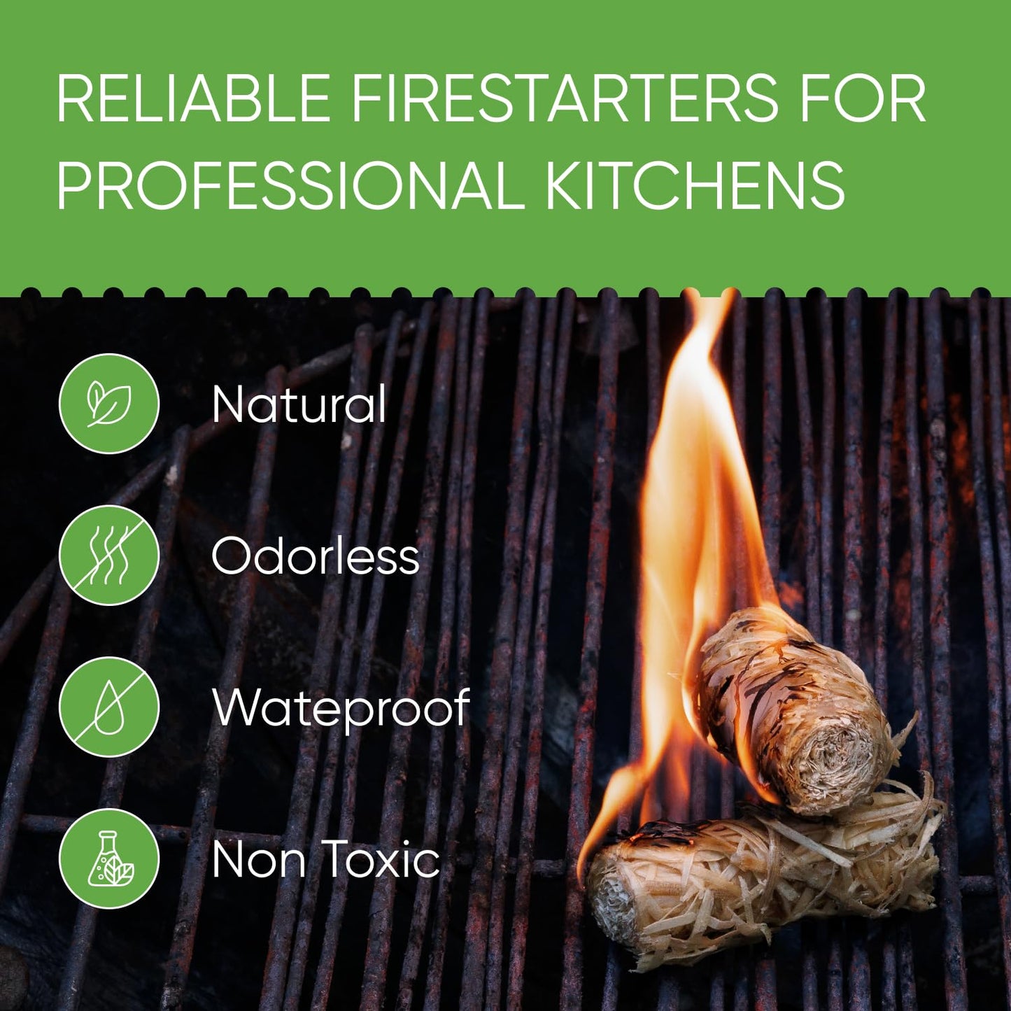 Inflame Fire Starters 800 pcs - Fire Starters for Campfires, Charcoal, Grill, BBQ, Fireplace, Chimney, Woodstove - Waterproof, Weather-Resistant - Natural Wood Starters