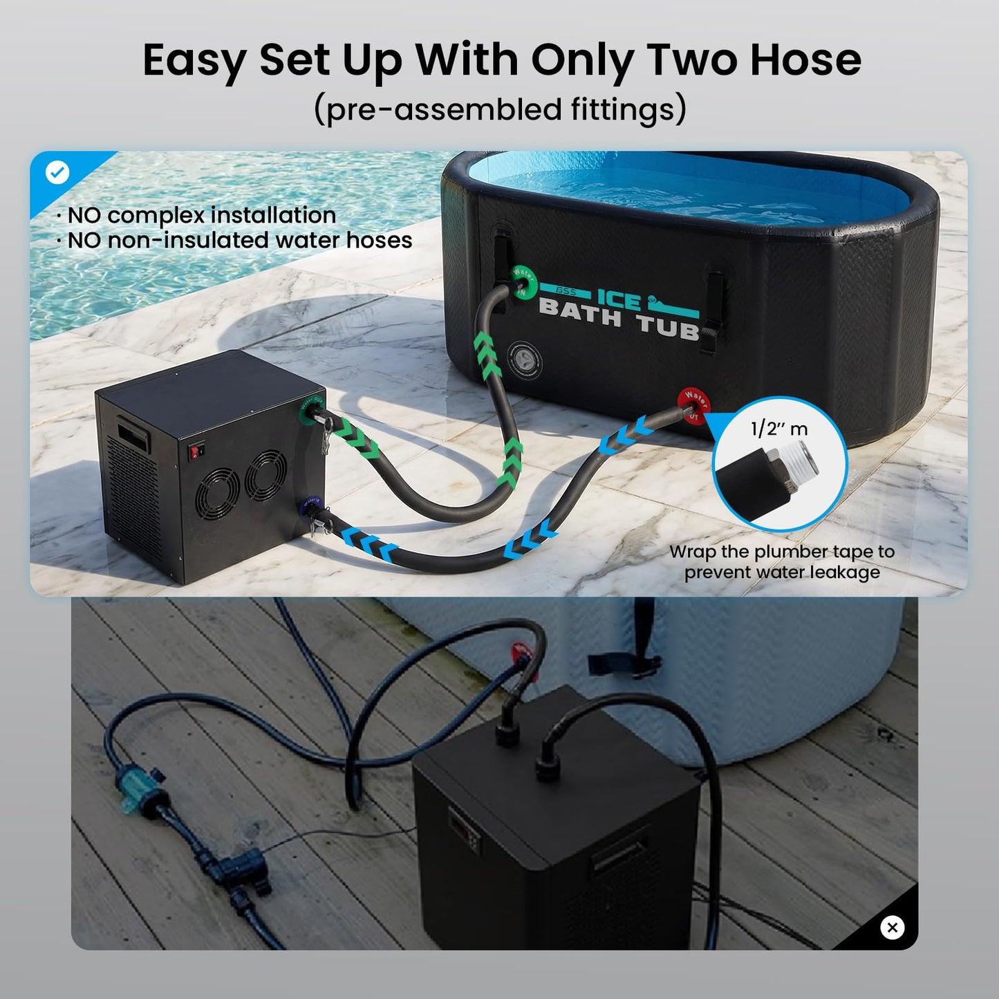 BAOSHISHAN Cold Plunge Chiller 1/3 HP for Ice Bath Tubs, with Built-in Filter & Pump, Easy Setup with Insulated Hoses, Ideal for Ice Bath Cold Therapy Muscle Recovery 110V