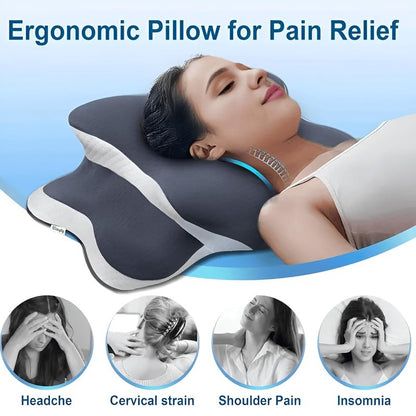 RUFOUS Orthopedic Cervical Pillow for Neck Pain Relief – Adjustable Contour Memory Foam, Dual-Height (4.3"/3.5"), Cooling Washable Cover, Orthopedic Neck Support for Side & Back Sleepers