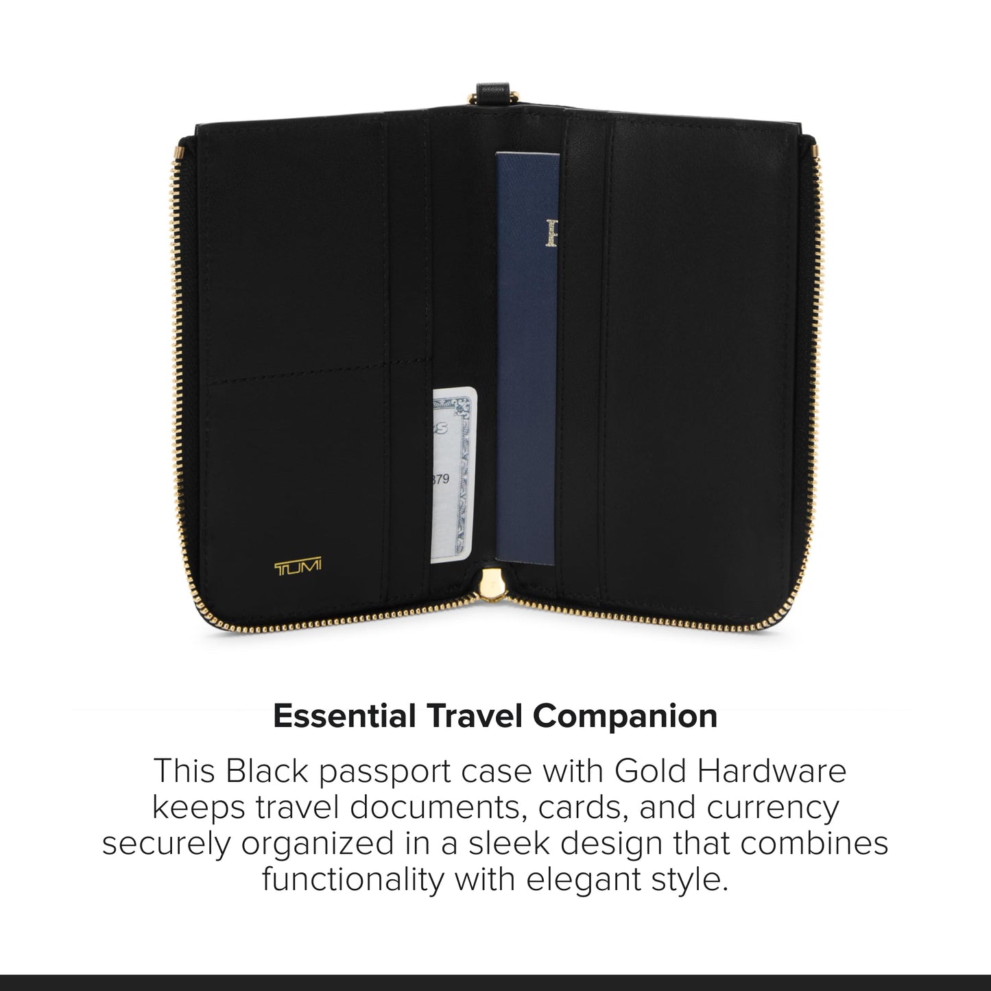 Tumi Unisex Passport Case Black/Gold One Size