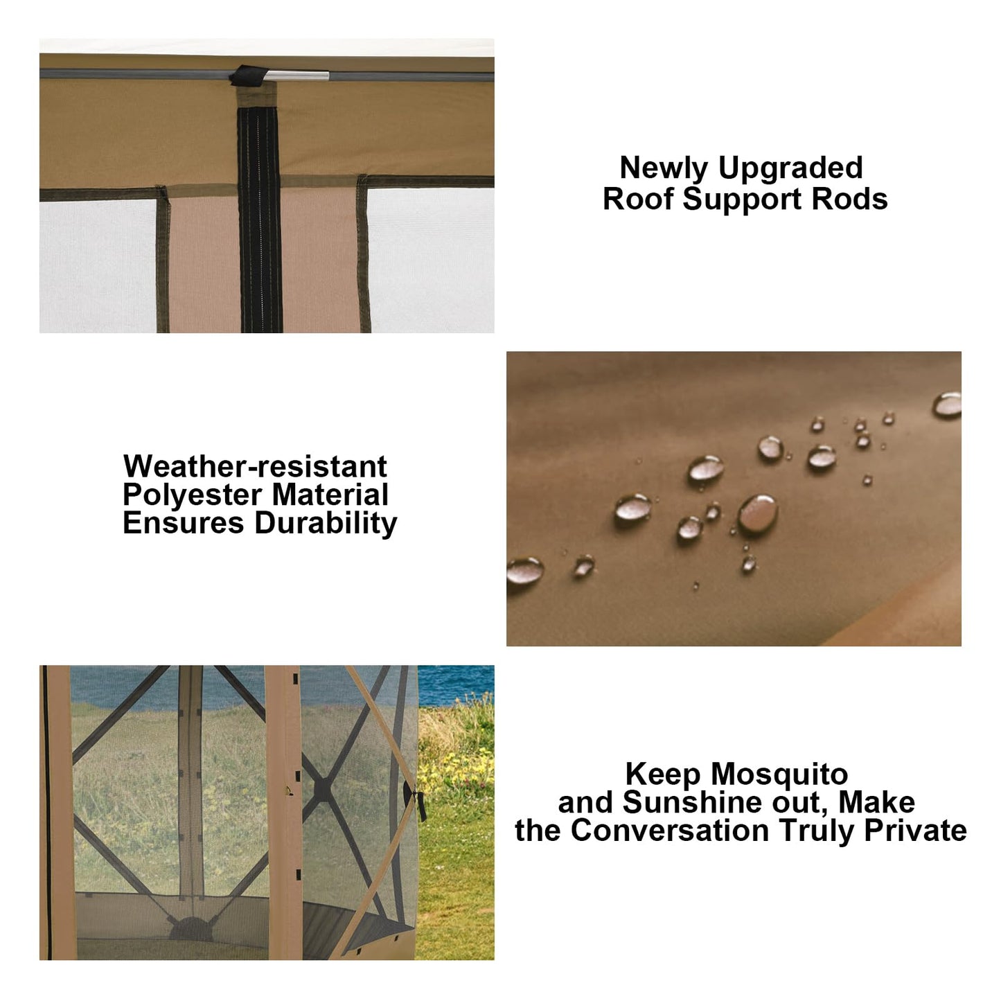 COBIZI 12x12 FT Pop Up Canopy Stargazing Tent, Gazebos On Clearance with Removable Roof, Screened in Gazebo, Screen Tents Portable carpas para Patio for Outdoor Camping,Backyard, Garden, Brown(Pro)