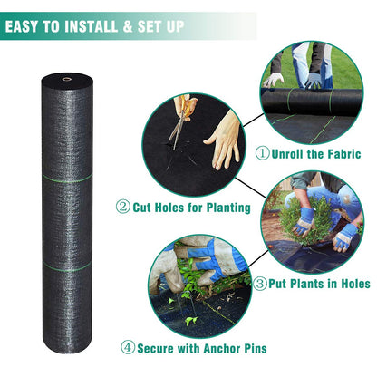 Snail 6ft x 300ft Weed Barrier Landscape Fabric Premium 5oz Pro Heavy Duty Ground Cover Anti-Weed Gardening Mat High Permeability Easy Setup Commercial Outdoor Weed Mat