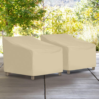 SunPatio Outdoor Chair Covers - Heavy Duty Waterproof Protection for Lounge Chairs | 34" W x 37" D x 36"/25" H, Beige (2 Pack)