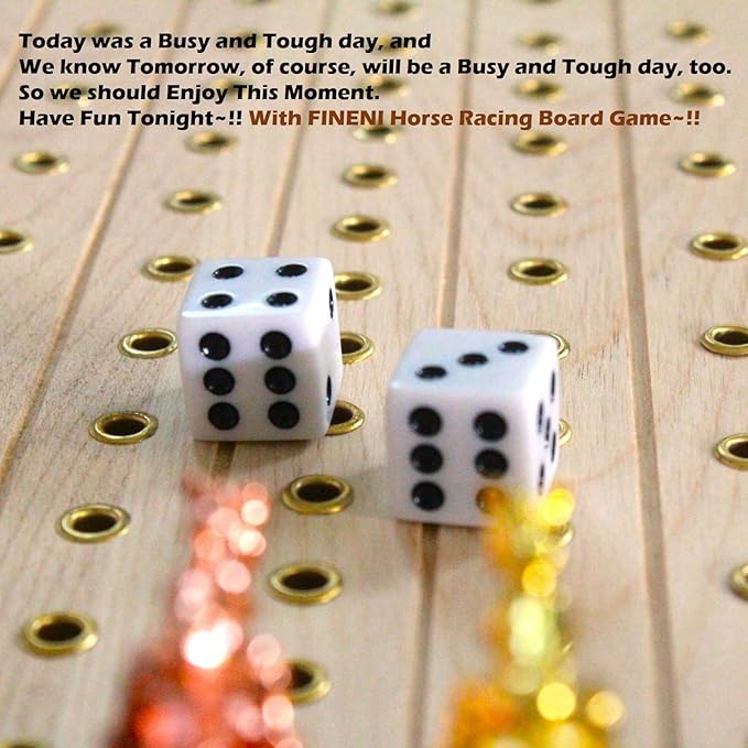Horse Racing Game for Adults Horse Race Board Game with 11 Luxurious Metal Horses (Gold Silver Black Rose Gold) 22” Beech Wood Horse Race Game Board Dice &amp Golden Card Included (Beech)