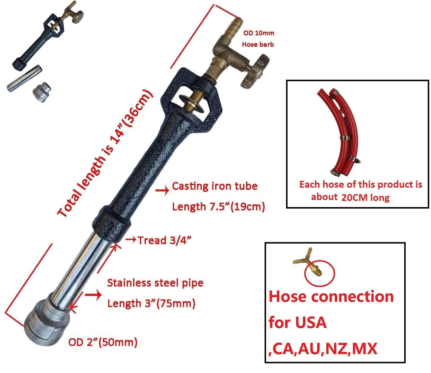 Double Propane Forge Burners with Gas Hose and Regulator for Blacksmith Knife Making Gas Furnace Burner, High Pressure Cast-Iron Burner Head, Burner Assembly Flame Control System, Replacement