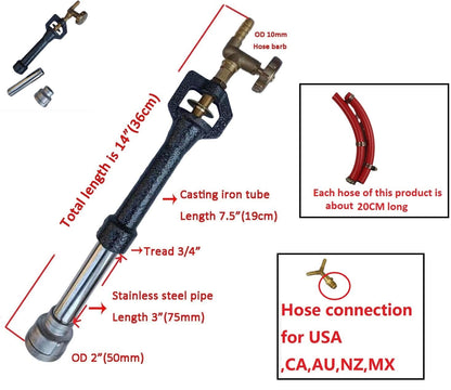 Double Propane Forge Burners with Gas Hose and Regulator for Blacksmith Knife Making Gas Furnace Burner, High Pressure Cast-Iron Burner Head, Burner Assembly Flame Control System, Replacement