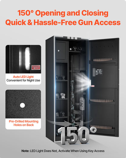 VEVOR 4 Gun Safe, Long Gun Cabinet for Rifles and Pistols, Quick Access Rifle Safe with 3 Ammo Slots and 2 Adjustable Racks, Large Digital Cabinet with Key and Password Lock(Assembly Required)