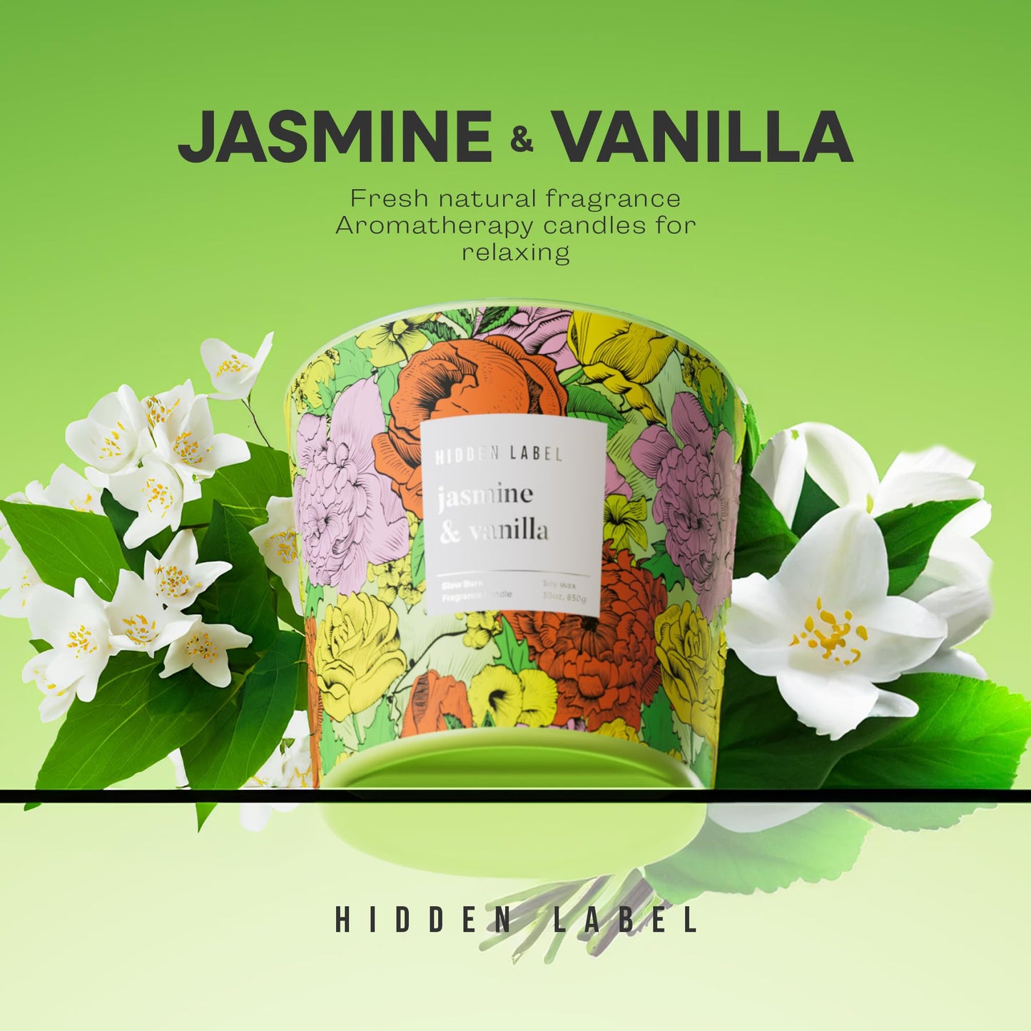Big Candle, Vanilla Jasmine Scented Candle, 30oz Natural Soy Wax, 3-Wick Large Candles for Home, Up to 100Hours Long-Lasting,Clean Burn,Non Toxic Aromatherapy Candle Gift for Women,Men,Large Rooms