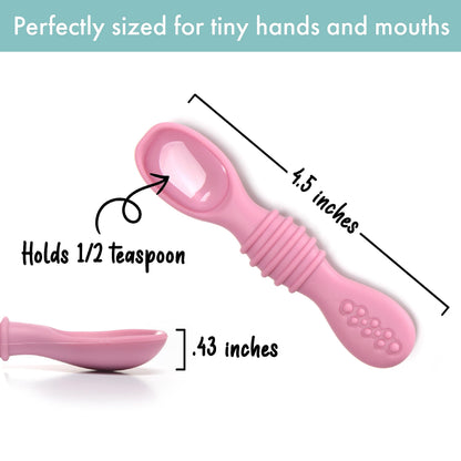 PrimaStella Silicone Chew Spoon Set for Babies and Toddlers | Safety Tested | BPA Free | Microwave, Dishwasher and Freezer Safe