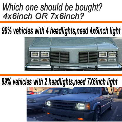 AMUNIESUN 4PCS 4X6 Inch LED Headlights Compatible With Chevrolet Chevy C4500 C5500 Kodiak,Rectangular Sealed Beam DRL Turn Signal Light Replace H4651 H4652 H4656 H4666 H6545 H4668 H4642 Light