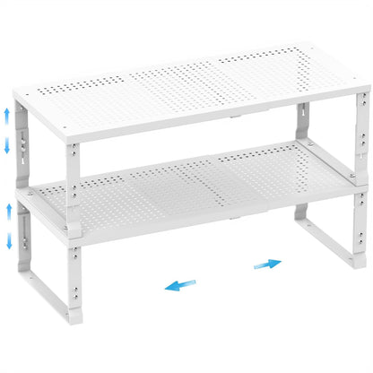 Wobmmi Expandable Spice Rack,Stackable Storage for Cabinet, Multi-Functional Kitchen Shelving,Height-Adjustable,Sustainable Organizer Solution(2Packs/White/Medium)