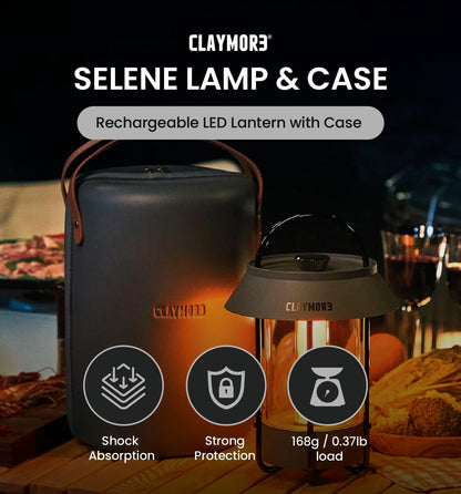 CLAYMORE Selene Lamp (Dark Gray) - Aesthetic Portable Outdoor Lamp, 4 Mood Lights, 6,700mAh Rechargeable, 660 Lumens, Waterproof. Halloween Decor, Camping, Glamping, Parties, Tents, and Backyards.