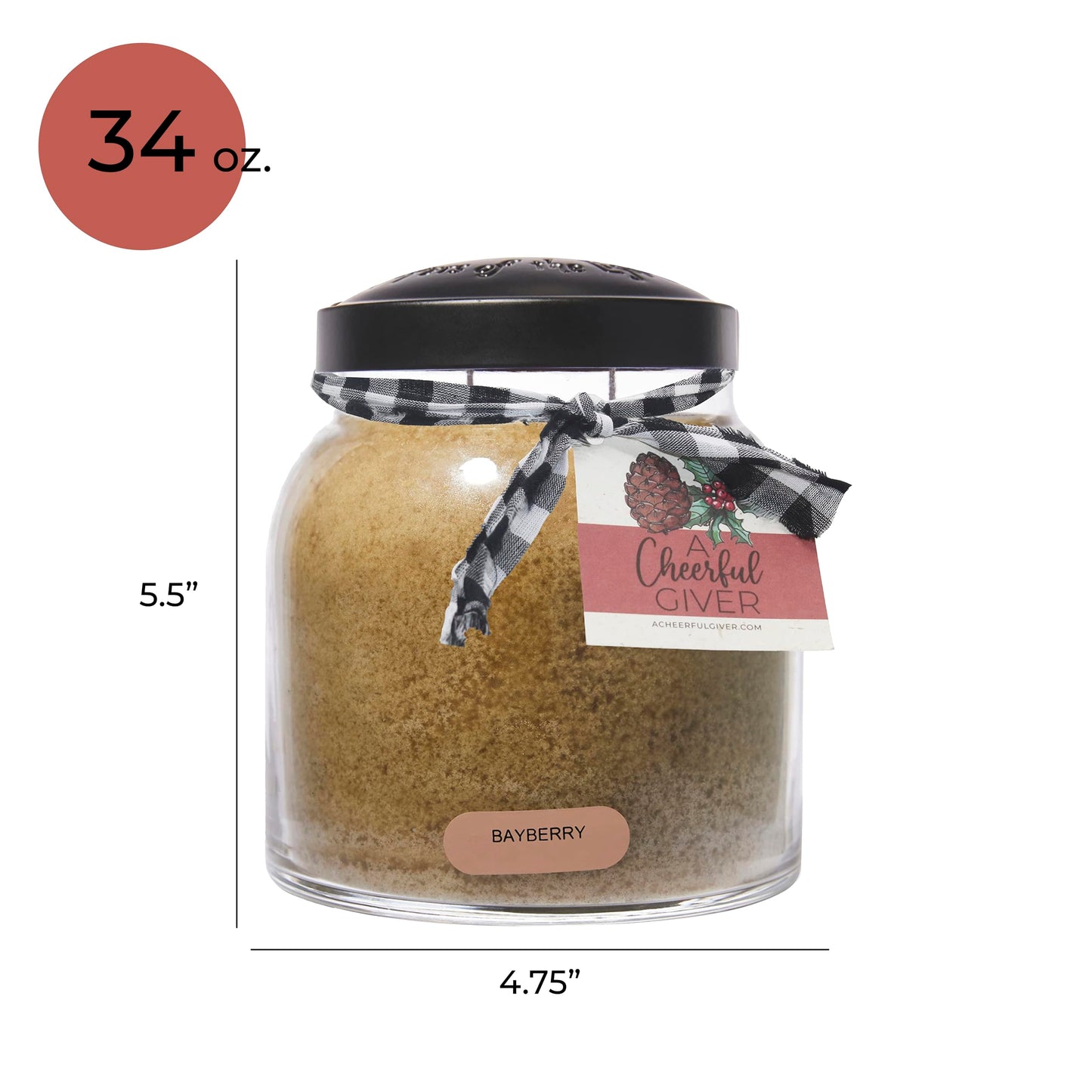 A Cheerful Giver - Bayberry - 34oz Papa Scented Candle Jar with Lid - Keepers of the Light - 155 Hours of Burn Time, Gift for Women, Green
